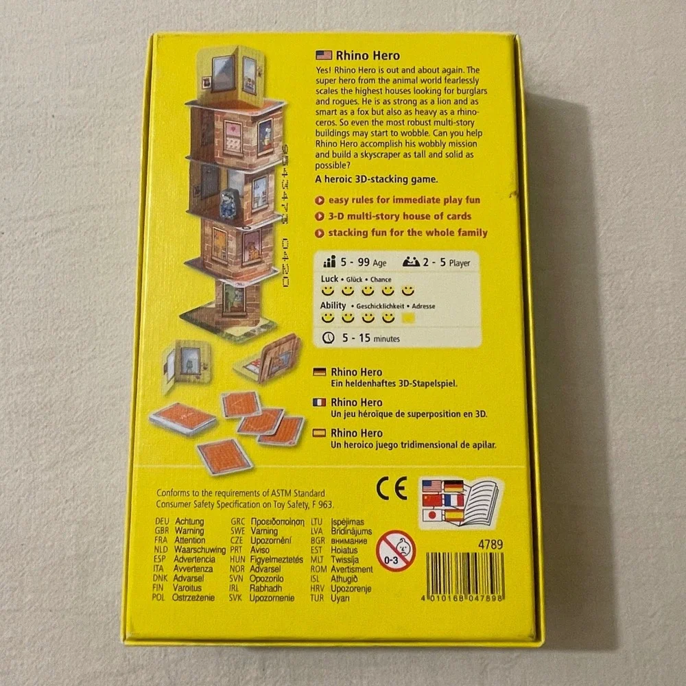 HABA Rhino‎ Hero Card Game 3D Stacking Fun Family Game Ages 5+